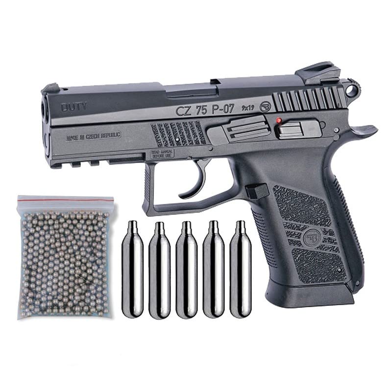 Outletdel ocio Pistola perdigon ASG16728 CZ 75 P 07 Duty Blowback + Funda Portabombonas + Balines + Bombonas co2. 23054/29318/13275
