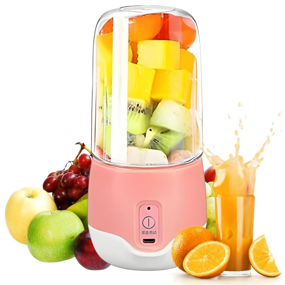 HBD Portable Blender, USB Rechargeable Mini Juicer Blender, Electric Juicer Bottle Blender Grinder Mixer, Personal Size Blender for Juices, Shakes and Smoothies, Fruit Juicer Machine (350 ML)-image-13