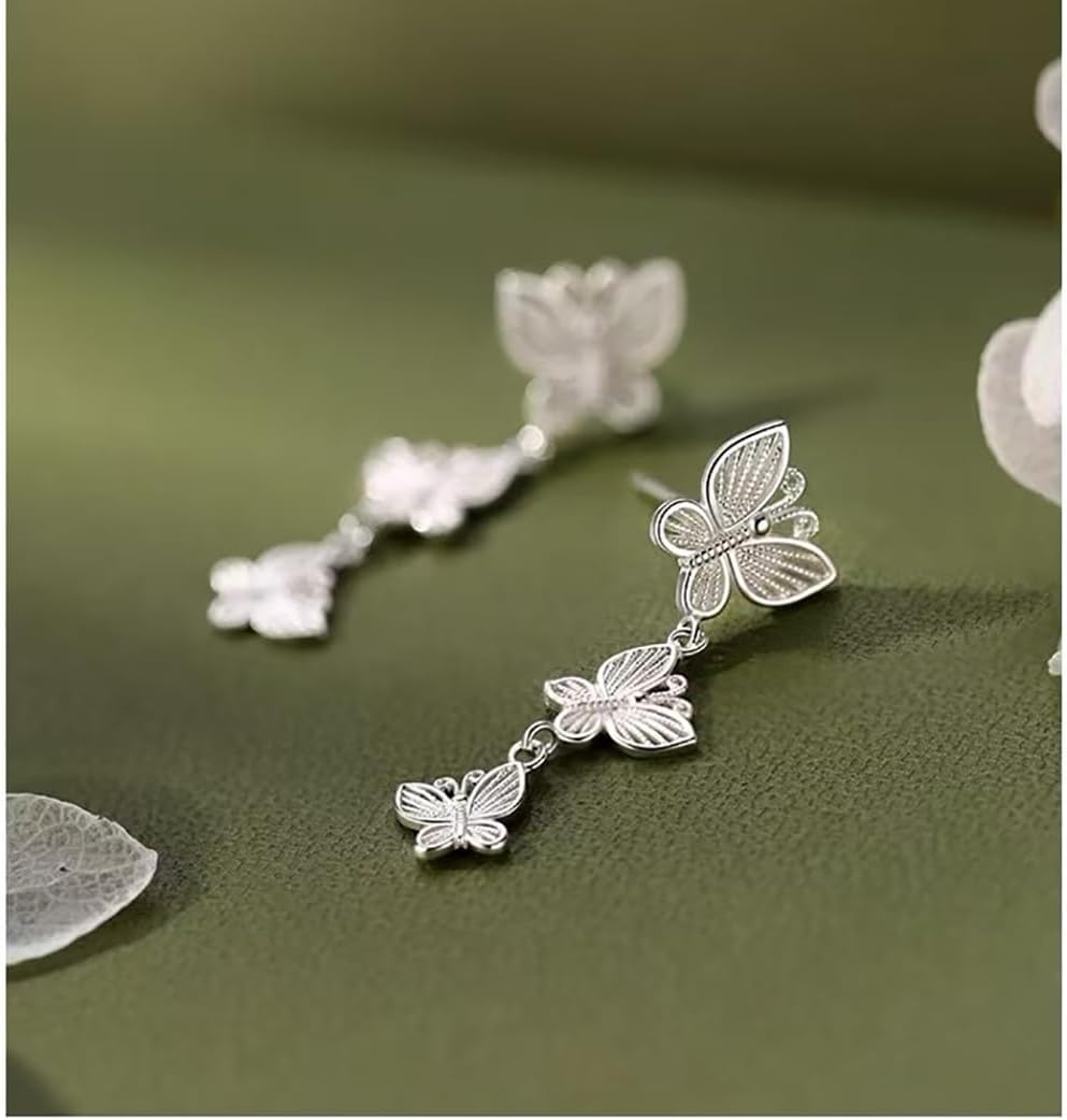 925 Sterling Silver Butterfly Drop Earrings for Women Teens Butterfly Dangle Earrings Studs Hypoallergenic - Image 6