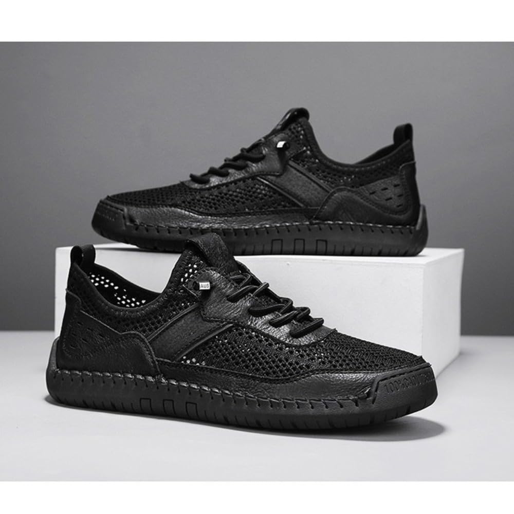 Handgefertigte Herren-Wanderschuhe aus atmungsaktivem Netzstoff | Bequeme, weiche Sohle, zum Reinschlüpfen, lässig, leicht, rutschfest, Fahrschuhe für Wandern, Reisen, Alltag