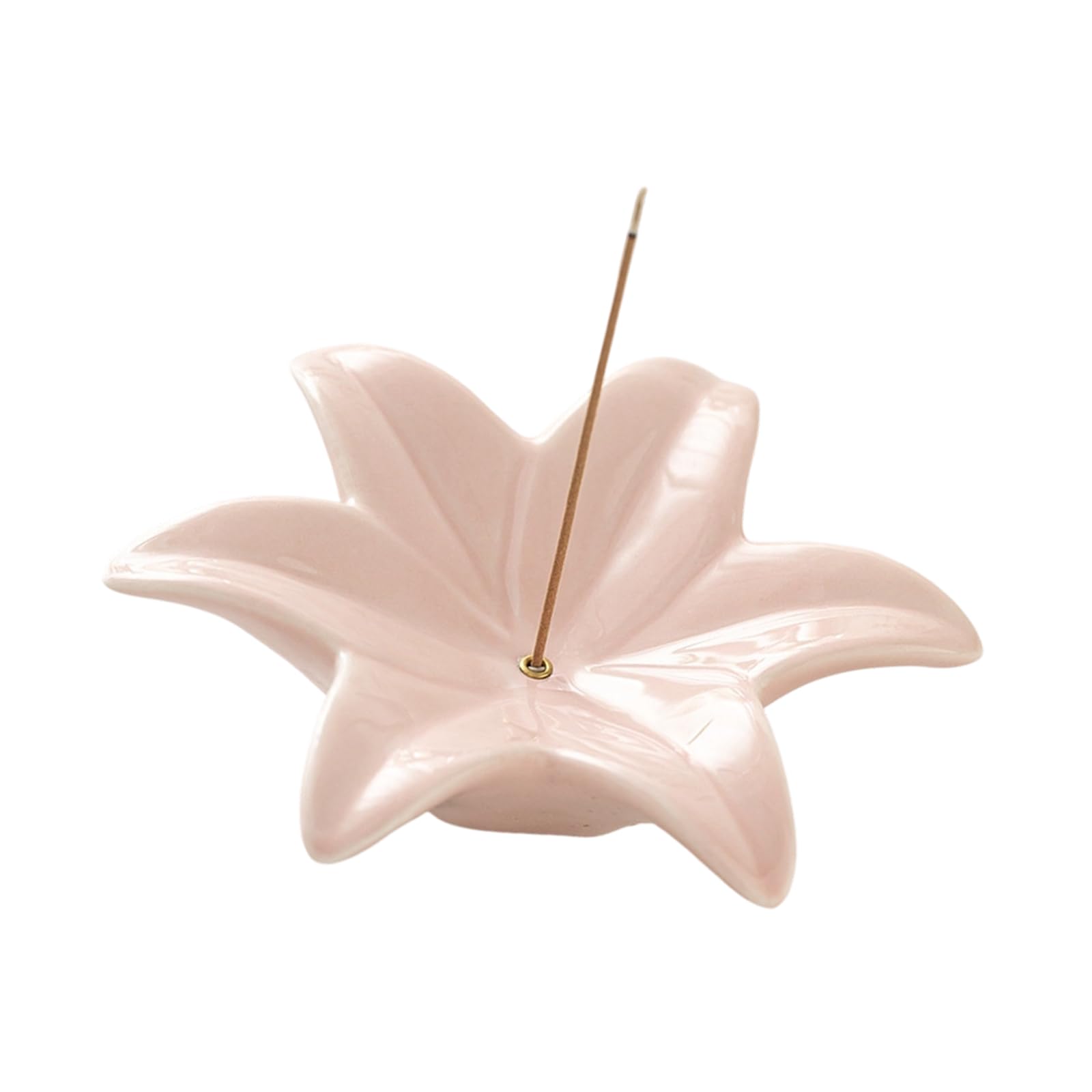 Mekalero A Ceramic Scent Stick Tray Flower-Shaped Holder 5.51 X 1.57 In, Decorative Stand For Bedroom Study Shelf Decor Ccent Scent Stick Stand Floral Ceramic Tray Home Decor Holder Yog Room Particle Tabletop