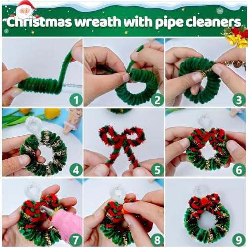 Image of IOOLEEM Christmas Pipe Cleaners, 200pcs in 8 Christmas Colors