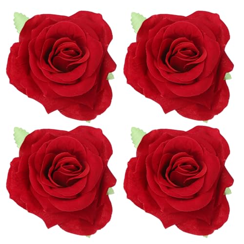 4 Piezas Pinzas de Pelo con Flores Rojas miniatura 1