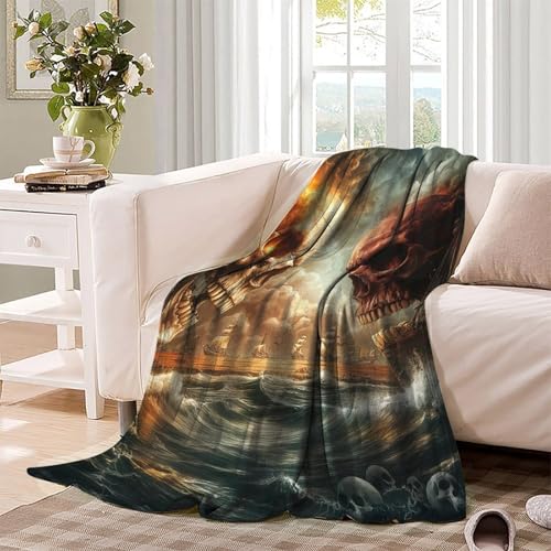Couverture chaude tête de mort pour cocooning au salon et lit - 4