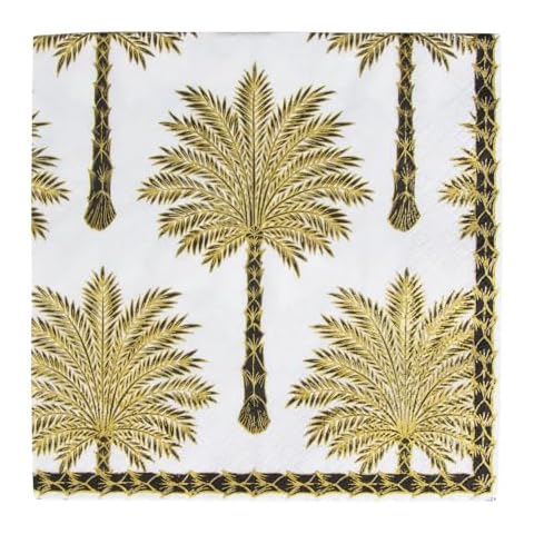 Caspari Grand Palms Black Paper Napkins Cover