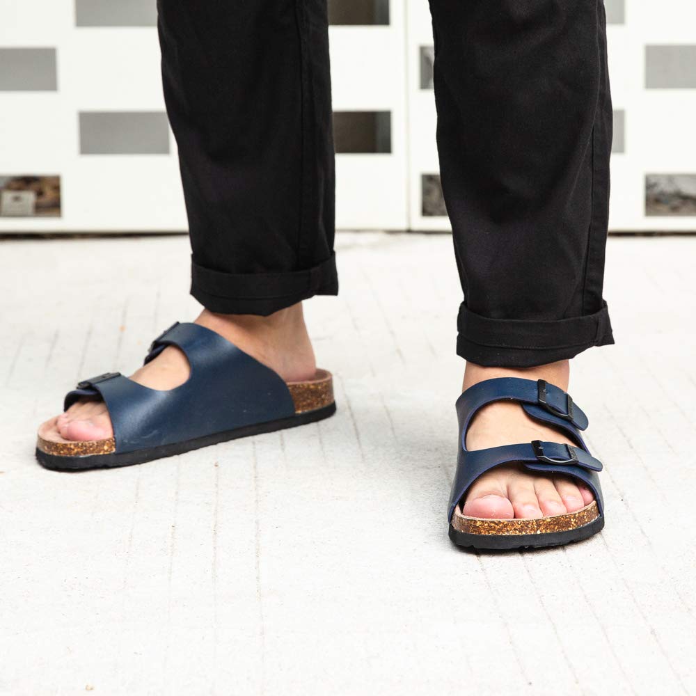 Hitmars Ciabatte Uomo Sandali Estate Basse Infradito da Spiaggia All'Aperto da Acqua Mare Regolabile Fibbia Punta Aperta Regolabile Nero Blu Marrone Cachi EU39-EU47