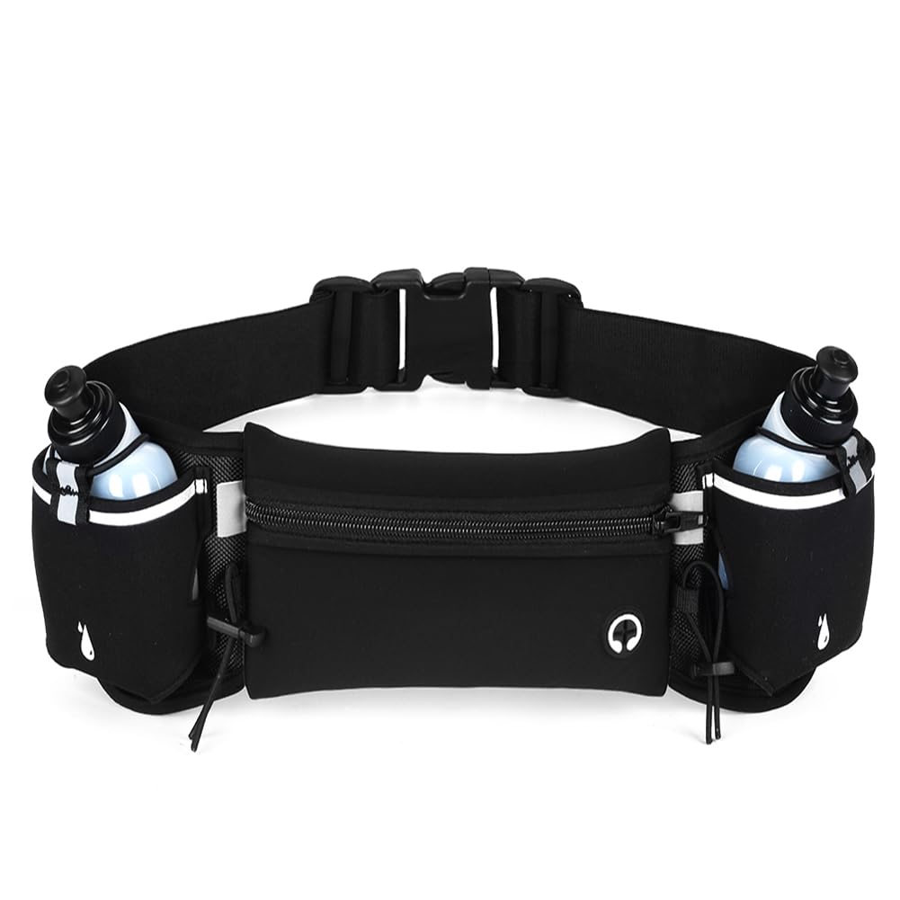 Flintronic Gürteltasche, Sport Bauchtasche mit Trinkflasche, Atmungsaktiv Sport Hüfttasche, Bauchtasche mit Flaschenhalter, für Laufen Camping Klettern Radfahren