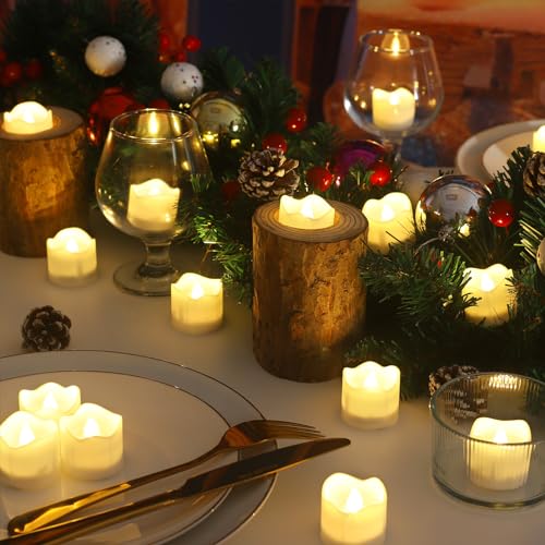 Image of Topstone 24-Pack Flameless LED Candles with Remote Control, 10-Key Timer (2H /4H /6H /8H), Flickering & Steady Modes, Dimmable Warm White Battery-Operated Candles,Includes 2 Remotes & Batteries