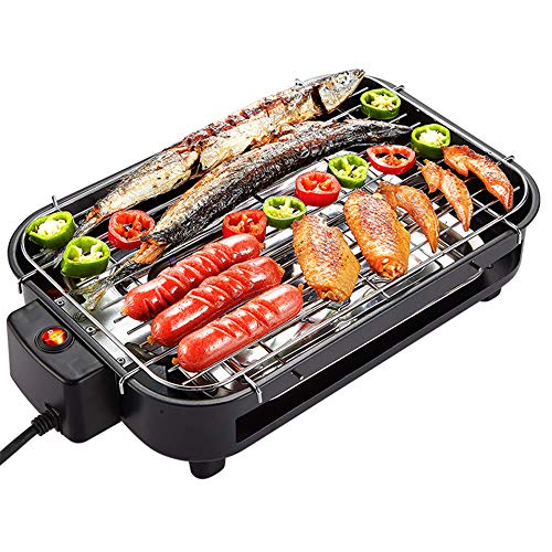 LSHOME Indoor Smokefree Electric Barbecue Grill Table BBQ Grilling 1300W High Power fit Home Camping Travel Hiking (1-6 People Use)