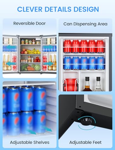 Image of COWSAR 4.4 Cu.Ft Dorm Fridge, Single Reversible Door Compact Refrigerator with Adjustable Thermostat, Removable Glass Shelves, Energy Efficient Commercial Fridge for Bedroom Dorm Office, Black