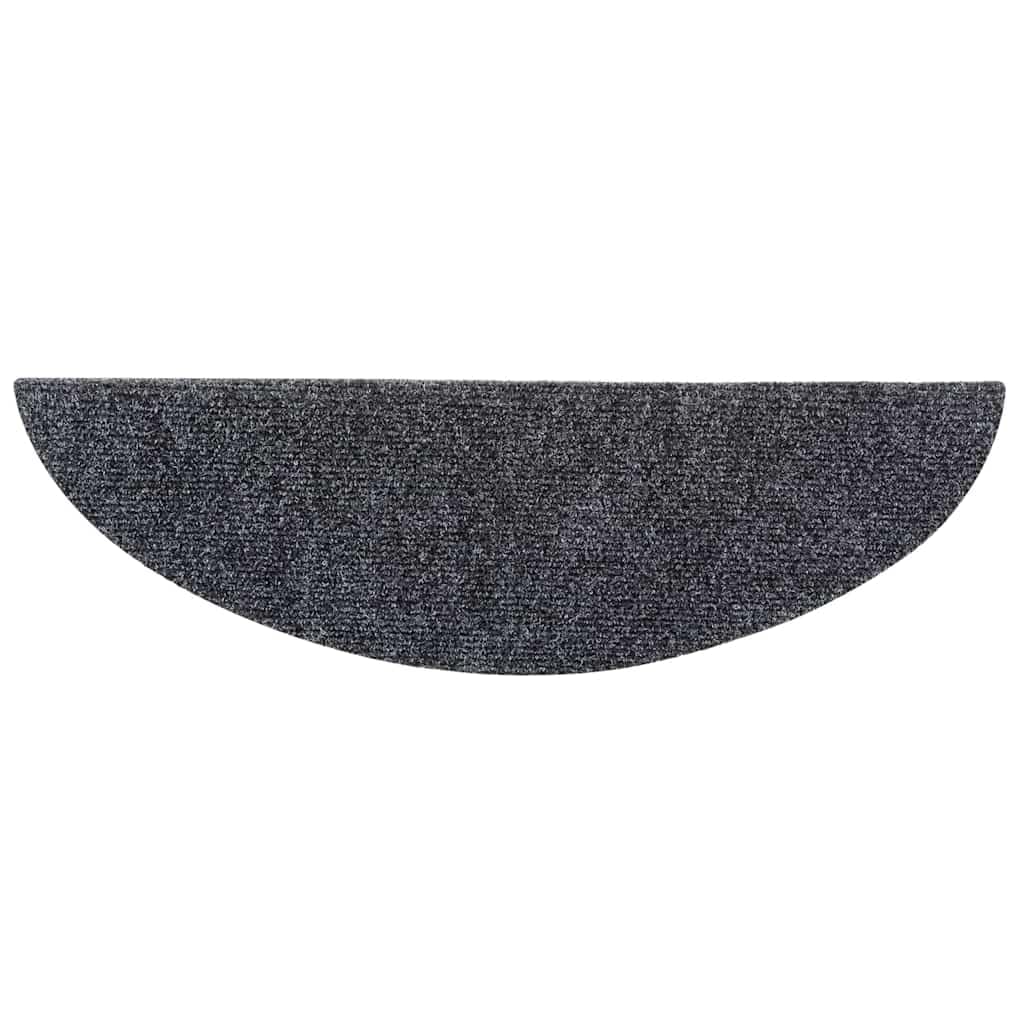 Samoprzylepne maty na schody, zestaw 5 sztuk, 56 x 17 x 3 cm, ciemnoszare, półokrągłe, z włókniny igłowanej, ochraniacze na schody, antypoślizgowe, nadają się do prania, do wnętrz drewnianych
