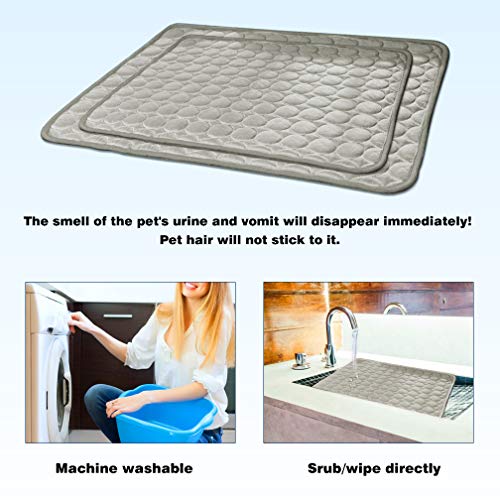 Meilimiyu Washable Dog Cooling Mat Ice Silk Pet Self Cooling Pad Blanket (40X28 In, Grey) #TOP3