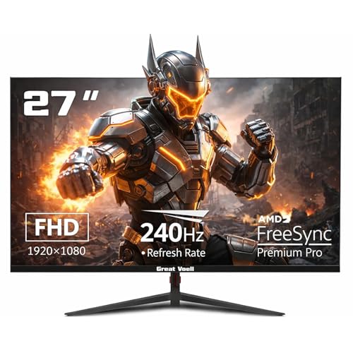 Image of Great voell 27 Inch 240Hz Gaming Monitor FHD 1080P, 1ms, AMD FreeSync Premium, 99% sRGB, HDR Ready, Tilt Adjustable