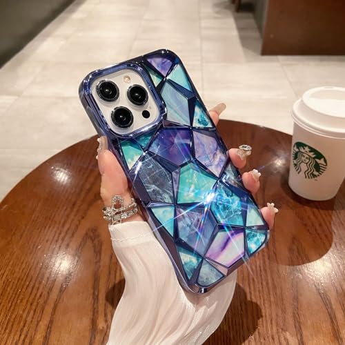 Image of COVERLY for iPhone 13 3D Diamond Glitter Sparkle Case,Full Protective Luxury Cube Cute Shinny Bling Soft Silicone Designer Fashion Smart Aesthetic Cover for Apple iPhone 13 (Turquoise)