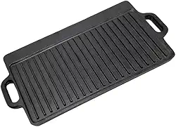 Chapa, Chapa Grill para Fogão e Indução, 23 * 45cm, Duas Maneiras de Usar, Ferro Fundido para Fogao