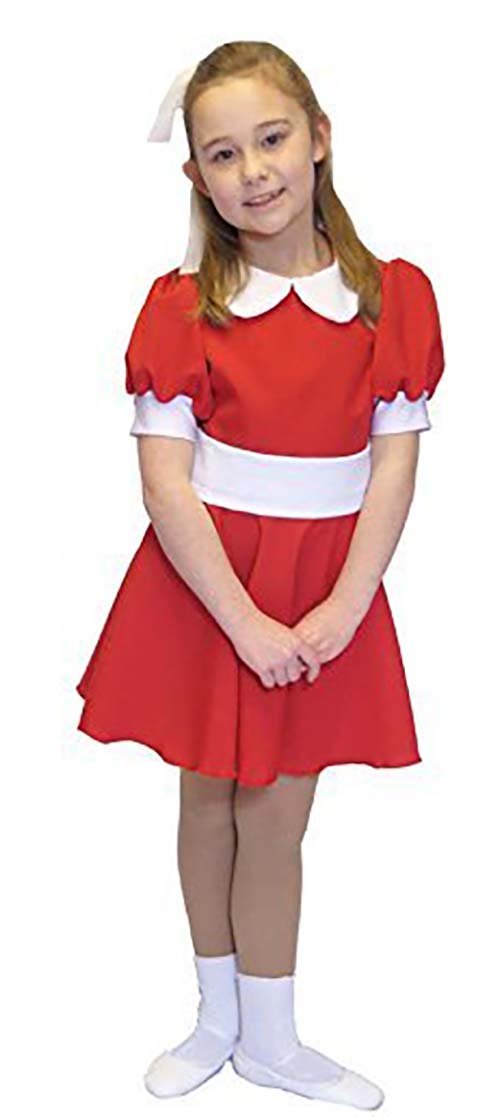 Dance-Musical-Theatre-Stage-Panto Short Annie Dress Child's Fancy Dress Costume - All Ages (Teen) Red