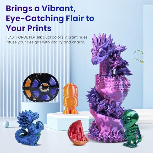 Image of FLASHFORGE Silk Bi-Color PLA Filament 1.75mm, Coextrusion Gold Rose Dual Color Multicolor 3D Printer Filament, Enchanting Silk Finish with 360 Multicolor Shifting Color Effect
