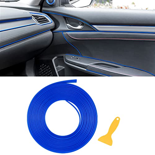 Universal Waterproof Bendable Car Trim Strips - 16.4Ft Decorative Filler Inserts with Installing Tool (Blue)
