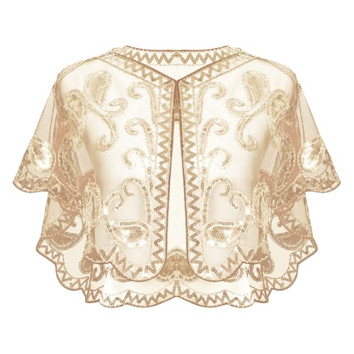 Fumwase 1920s Shawl Wraps Sequin Beaded Evening Women's Flapper Shawl Bridal Shawls Flapper