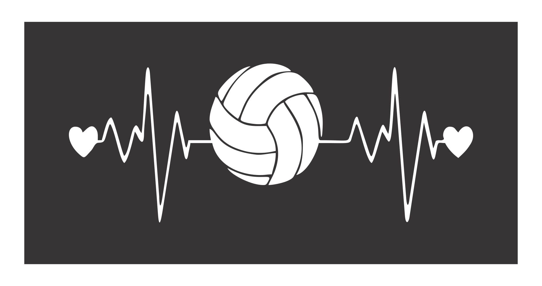 decalbazaar Vinyl Volleyball Heartbeat Glossy Vehicle Sticker, 7 x 3 Inches White
