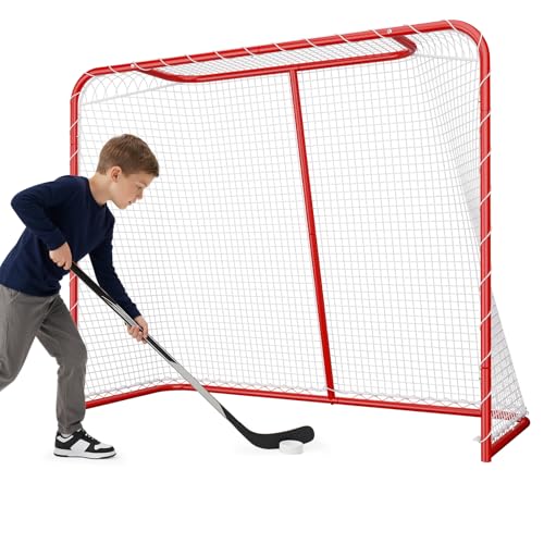 SPOYNAL 54 Street Hockey Goal Net Steel Hockey Net for Street & Roller Hockey Indoor Outdoor Hockey Training Goal for Backyard Driveway & Garage Practice