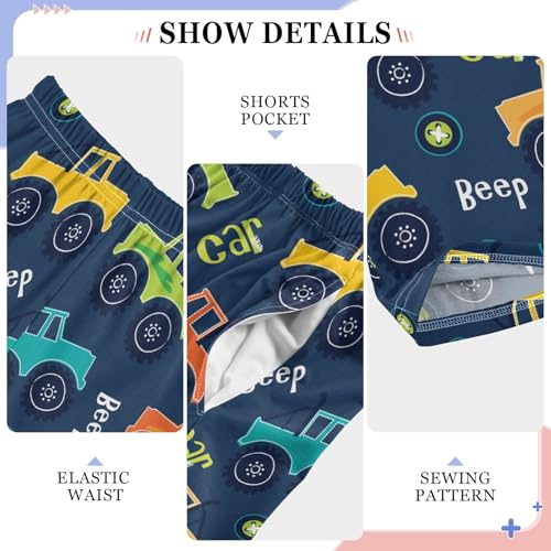 ZZXXB Car Print Boys Long Pants Soft Trousers Elastic Waist Kids Lounge Bottoms with Pockets S-XL4