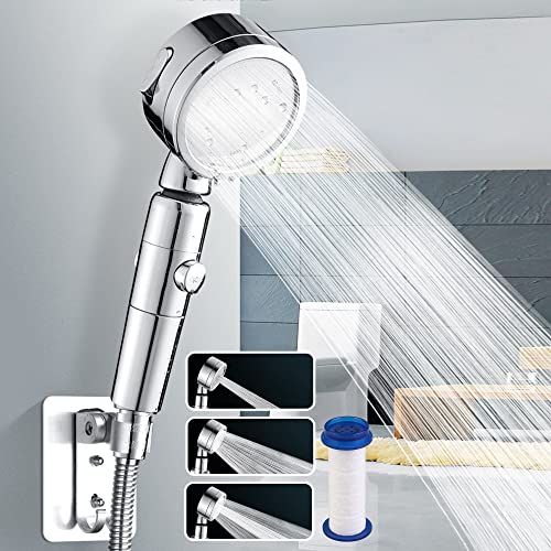Pommeau Douche - Pommeau de Douche Anti Calcaire Economie Deau, Pomme de Douche universelle avec 3 Mode de Douche, Douchette à Main Haute Pression, Douche Salle de Bain Economie d'Eau Cover