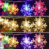 Mankinlu Snowflake Christmas Tree Lights for Christmas Decorations 30 Ft 60LED Snowflake String Lights Battery Operated Fairy Lights for Bedroom Yard Party Indoor Outdoor Décor