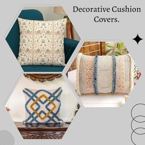 Image of Digital Print Cotton Canvas Throw Pillow Cover for Sofa | 18 X 18 Inch Decorative Pillow Cases for Home Decore | Boho Pillow Case for Living Room and Bed Room (Set of 1, 18 * 18)