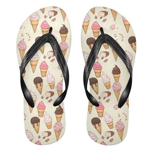 Burbuja Ice Cream Flip Flops for Women Men, Soft Thong Sandals Rubber Slippers for Pool Beach Essentials