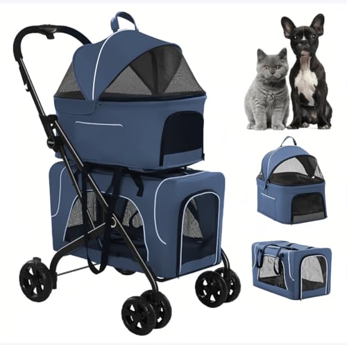 upnorthstar Pet Stroller with 2 Detachable Carriers,...