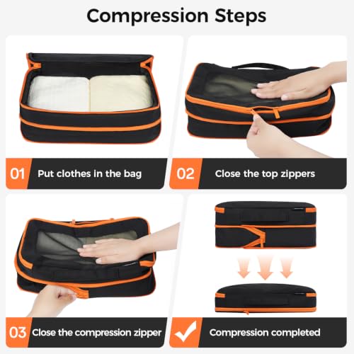Image of BAGAIL Durable Compression Packing Cubes for Travel, 6 Set-Jet Black