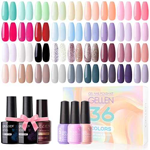 Gellen 36 Colors Gel Nail Polish Kit With Top&Base Coat