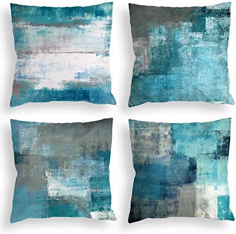 COLORPAPA Teal Throw Pillow Covers 18x18 Set of 4 Decorative Cush...