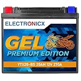 Electronicx YTX20 BS GEL Batterie Moto 12V 20Ah 270A – Batterie de démarrage compacte, scellée, sans entretien et résistante aux vibrations. Idéale pour quad, scooter, ATV et moto – prête à l’emploi.