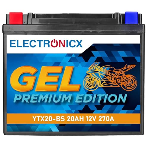 Electronicx YTX20CH-BS GEL Motorradbatterie 12V 20Ah 270A - wartungsfreie, versiegelte, vibrationsfeste und kompakte Starterbatterie. Ideal für Quad, Roller, ATV und Motorrad - sofort einsetzbar.