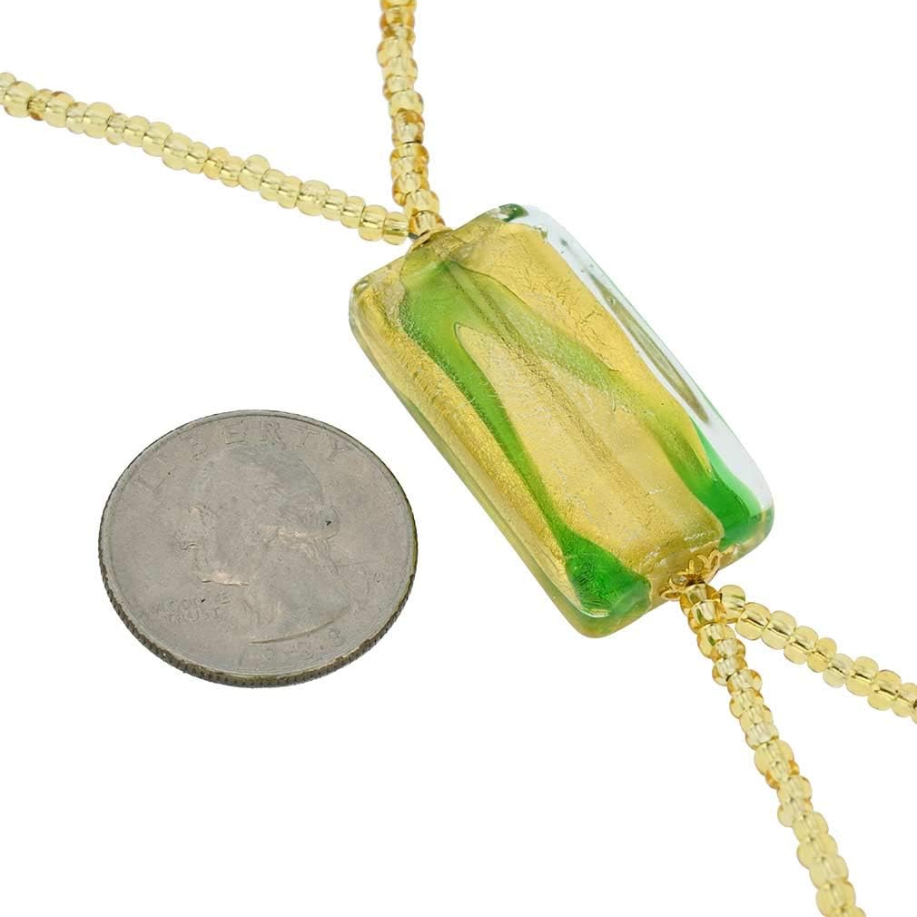 Glass Of Venice Murano Glass Royal Green Block Tie Necklace