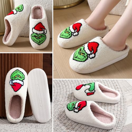 Christmas Slippers for Women Men Cozy Plush Memory Foam Indoor House Shoes Holiday Fuzzy Slippers for Adults and Teens4