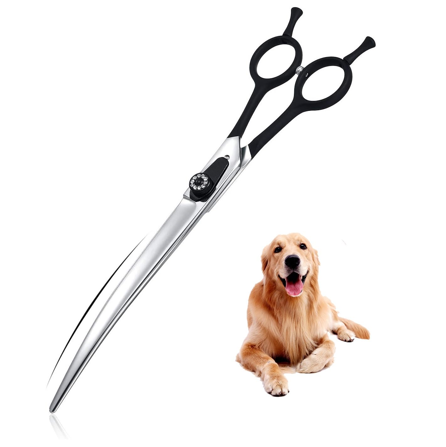 Ciseaux de toilettage for animaux de compagnie incurvés vers le bas de 8.5 pouces, en acier inoxydable 440c, for droite et gauche, ciseaux de toilettage for chiens, ciseaux de Salon professionnels