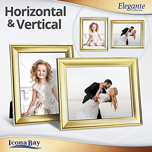 Icona Bay 8X10 Picture Frames (Gold, 6 Pack), Contemporary Photo Frames 8 X 10, Wall Mount Or Table Top, Elegante Collection #TOP4