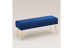 Furnimart Blue Velvet Bedroom Bench