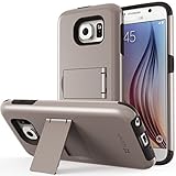 Vena Galaxy S6 Case, Legacy [Dual Layer Protection |Shock Absorption] Heavy Duty Cover with Kickstand [+1 HD Clear Screen Protector] for Samsung Galaxy S6 2015 (Metallic Bronze (Gunmetal) & Black)