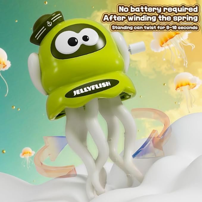Image of ACROWN Key Operated Octopus Toys for Kids, Key Operated Wind Up Jelly Fish Toys for Babies, Crazy 5-Leg Action Crawling Dancing Octopus Toy for Kids (2 Toy Mix)