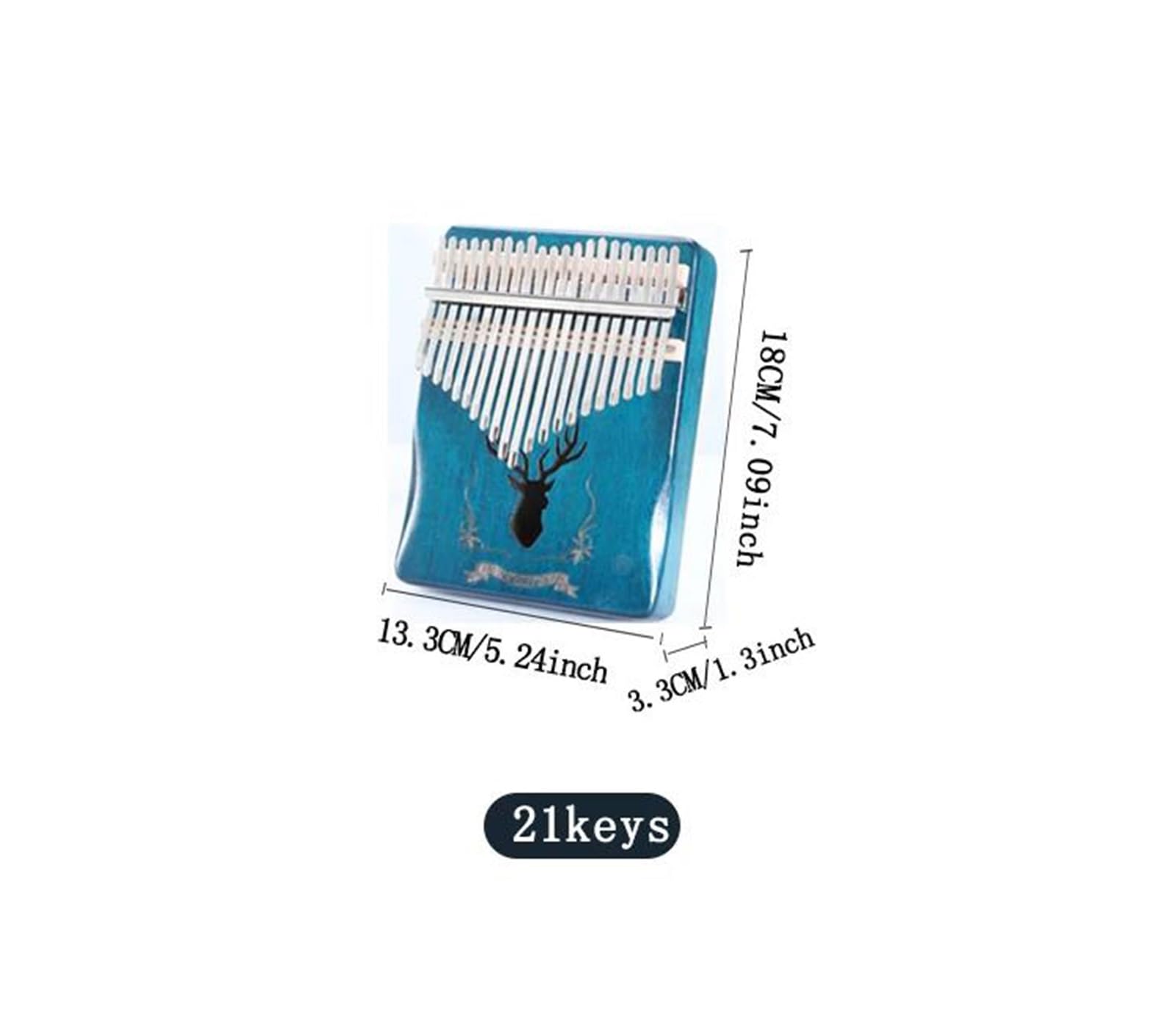 Kalimba 21 Klawiszowe Przenośne Pianino Kciukowe Profesjonalnie Strojone Kalimba(Reindeer blue)