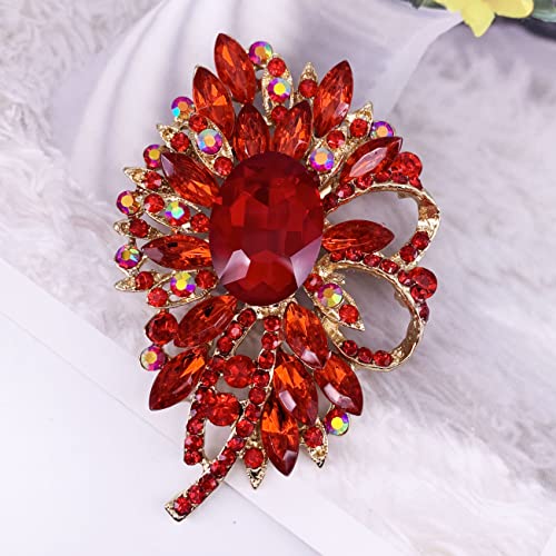Image of SELOVO Big Large Flower Bow Brooch Scarf Decoration Brooch Pin Gold Tone