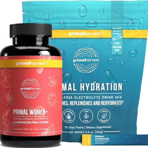 Primal Harvest Hydration Powder & Womens Multivitamin Supplements for Men, Bundle Primal Harvest Hydration Powder & Womens Multivitamin Supplements for Men, Bundle