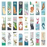 24 Pcs Animal Pun Bookmarks, Motivational Paper Bookmarks, Fun Bookmarks for Reading Kids, Book Marks for Kids Bulk, Classroom Rewards (5.5 * 1.6)