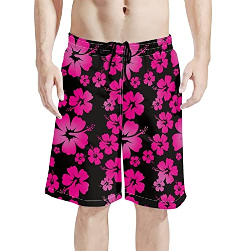 AmzPrint Galaxy Swim Trunks Men Space Bathing Suit Quick Dry Stretch Pink Cosmos Swimming Trunks for Men