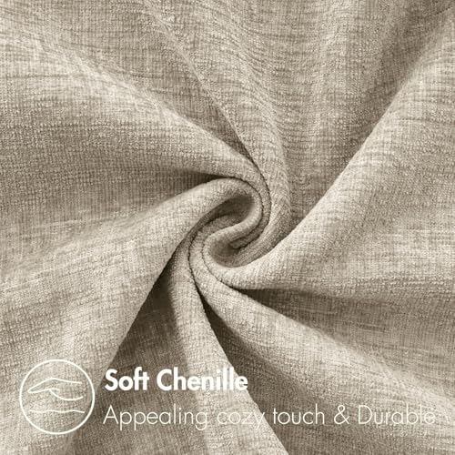 Image of MIULEE Pack of 2 Couch Throw Pillow Covers 20x20 Inch Soft Light Taupe Chenille Pillow Covers for Sofa Living Room Solid Dyed Pillow Cases