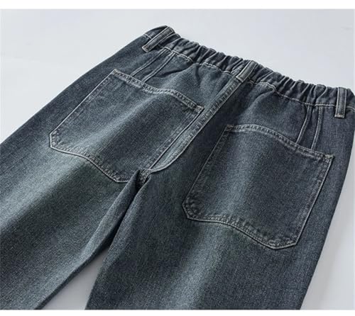 Men Vintage Jeans with Pockets Straight Trousers Distressed Casual Street Denim Pants4